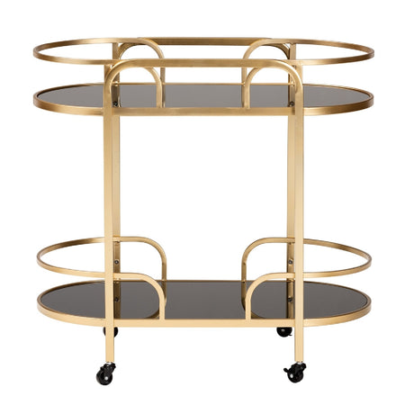 Modern European furniture - Gold 2-Tier Wine Cart - www.oroa.com