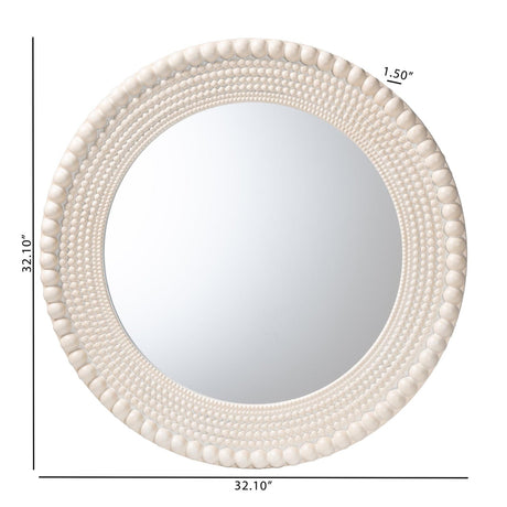 Contract furniture - Round White Beaded Accent Mirror -  www.oroatrade.com