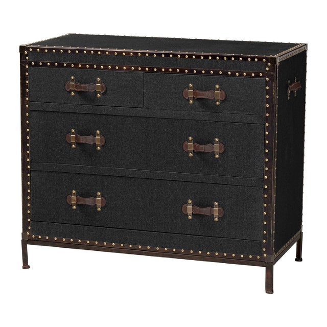 Modern European furniture - Vintage Black 4 Drawer Cabinet - www.oroa.com
