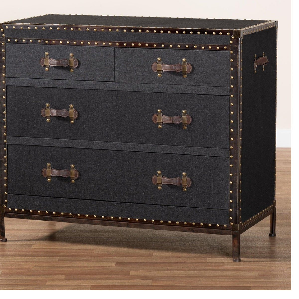 Modern European furniture - Vintage Black 4 Drawer Cabinet - www.oroa.com