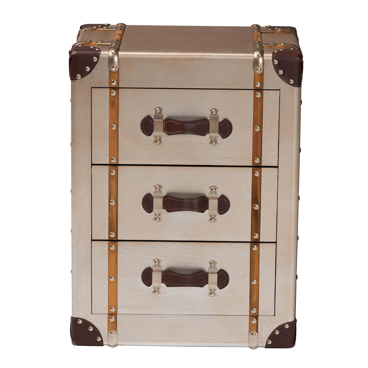 Modern European furniture - Vintage Bronze 3 Drawer Cabinet - www.oroa.com