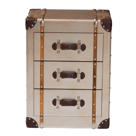Modern European furniture - Vintage Bronze 3 Drawer Cabinet - www.oroa.com