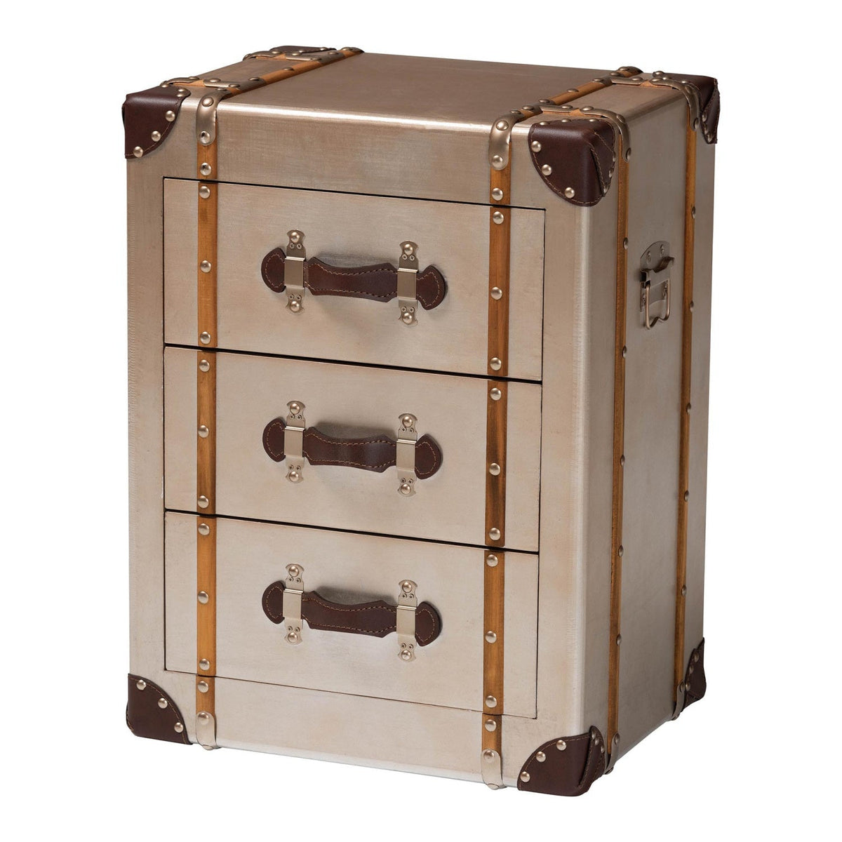 Modern European furniture - Vintage Bronze 3 Drawer Cabinet - www.oroa.com
