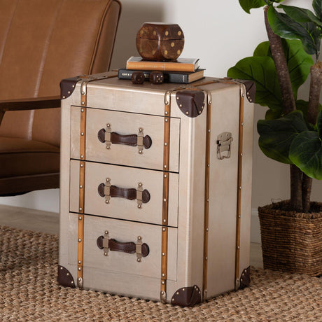 Modern European furniture - Vintage Bronze 3 Drawer Cabinet - www.oroa.com