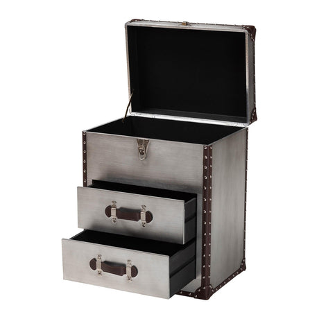 Modern European furniture - Vintage Silver 2 Drawer End Table - www.oroa.com