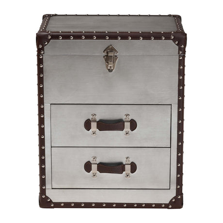 Modern European furniture - Vintage Silver 2 Drawer End Table - www.oroa.com