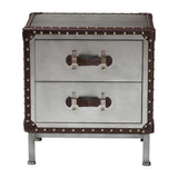 Modern European furniture - 2 Drawer Silver Vintage End Table - www.oroa.com