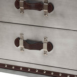 Modern European furniture - 2 Drawer Silver Vintage End Table - www.oroa.com