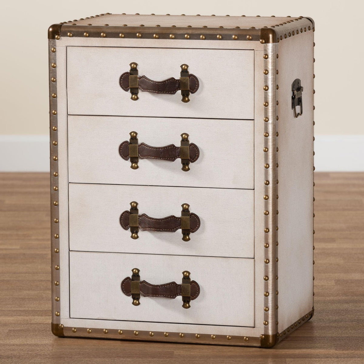 Modern European furniture - Vintage Metal 4 Drawer End Table - www.oroa.com