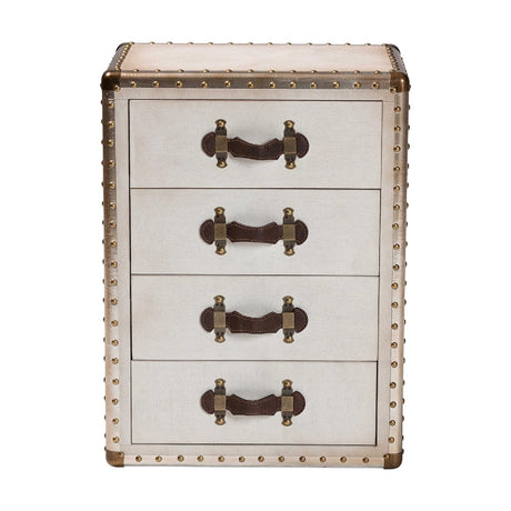 Modern European furniture - Vintage Metal 4 Drawer End Table - www.oroa.com