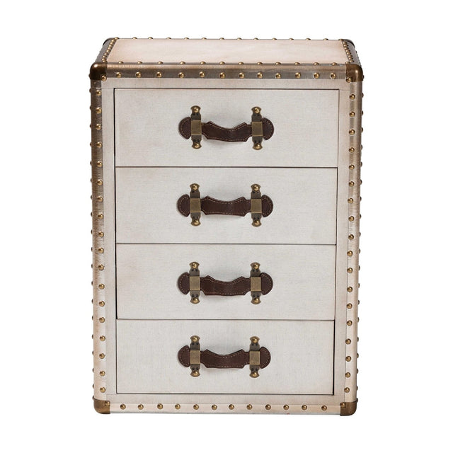 Modern European furniture - Vintage Metal 4 Drawer End Table - www.oroa.com