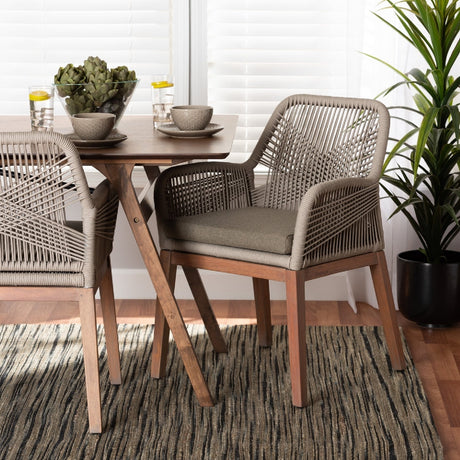 Modern European furniture - Gray Woven Rope Dining Chair - www.oroa.com