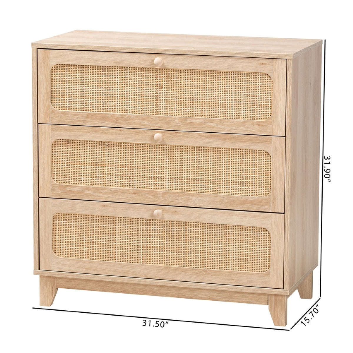 Modern European furniture - Oak Japandi 3 Drawer Cabinet - www.oroa.com