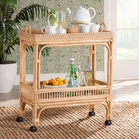 Modern European furniture - Woven Rattan Wine Cart - www.oroa.com