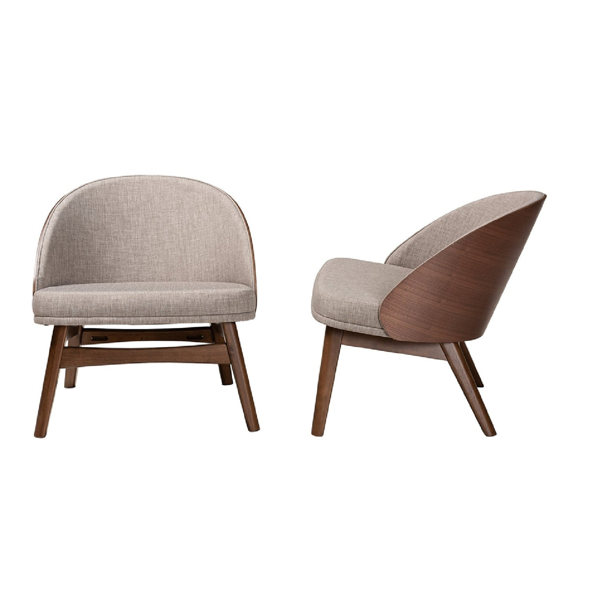 Modern European furniture - Walnut Framed Curved Accent Chairs 2 - www.oroa.com