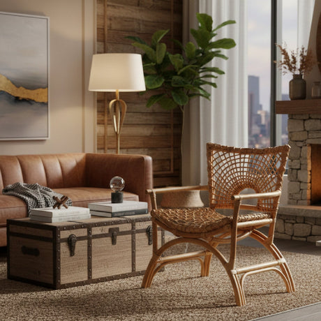 Modern European furniture - Curved Seat Rattan Accent Chair - www.oroa.com