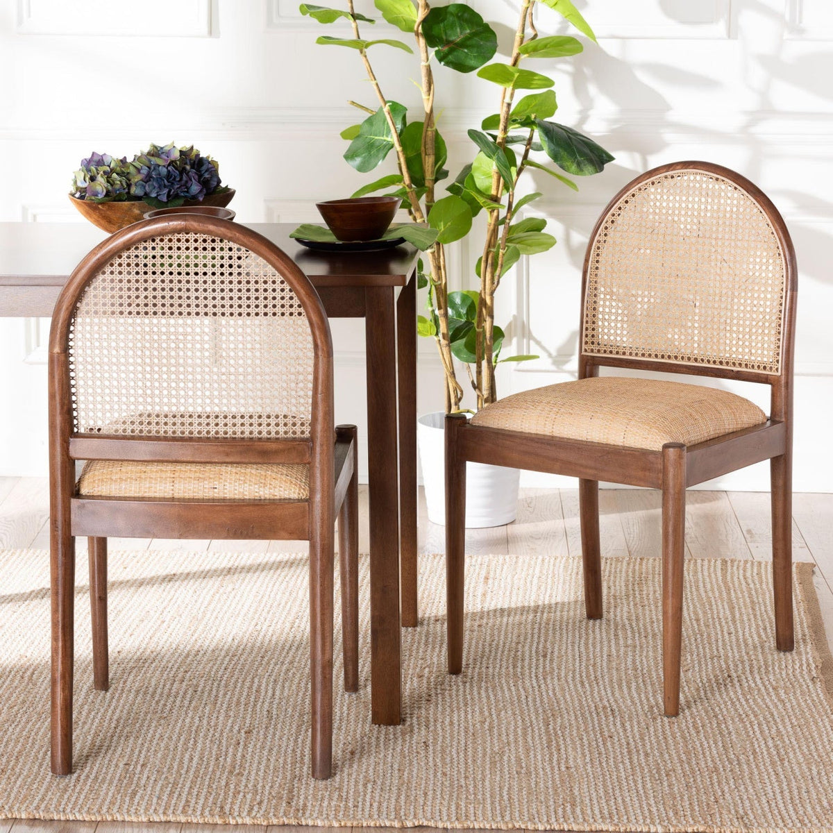 Contract furniture - Acacia Framed Rattan Dining Chairs 2 - www.oroatrade.com