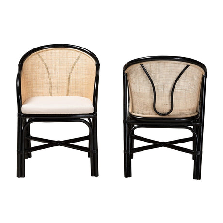Modern European furniture - Black Framed Rattan Dining Chairs 2 - www.oroa.com