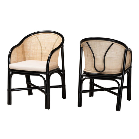 Modern European furniture - Black Framed Rattan Dining Chairs 2 - www.oroa.com