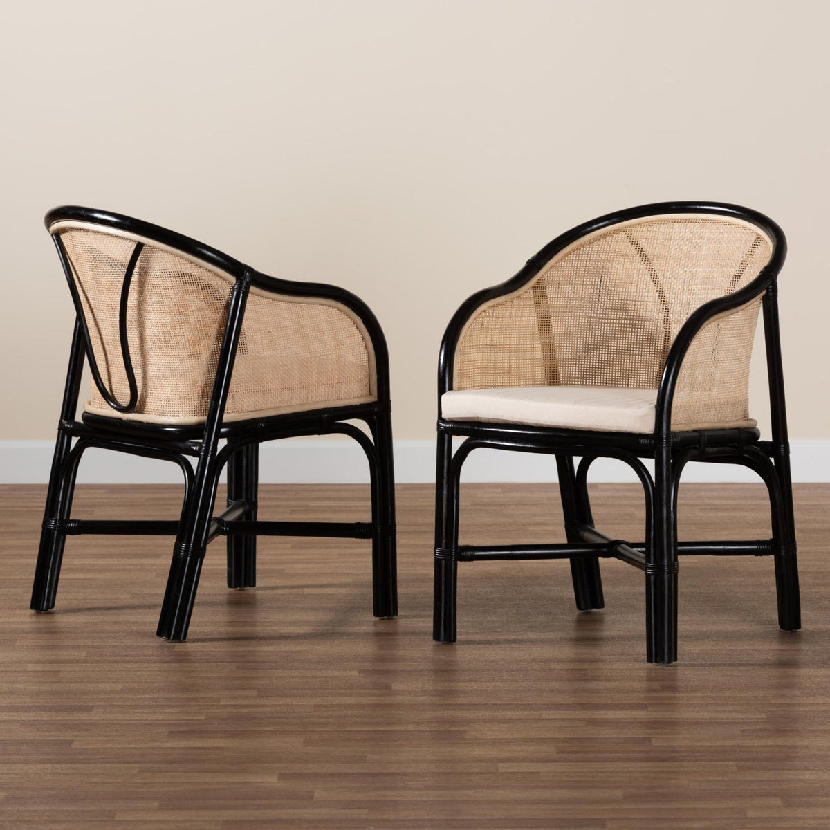 Modern European furniture - Black Framed Rattan Dining Chairs 2 - www.oroa.com