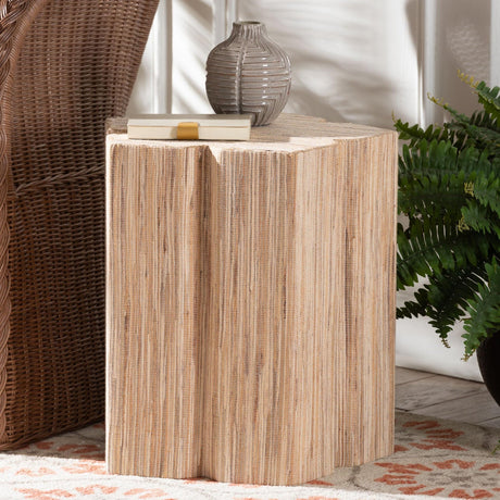 Modern European furniture - Grasscloth Flower Inspired End Table - www.oroa.com