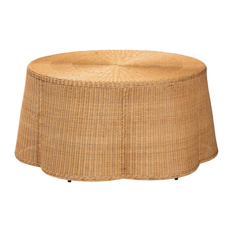 Modern European furniture - Handwoven Rattan Scalloped Coffee Table - www.oroa.com