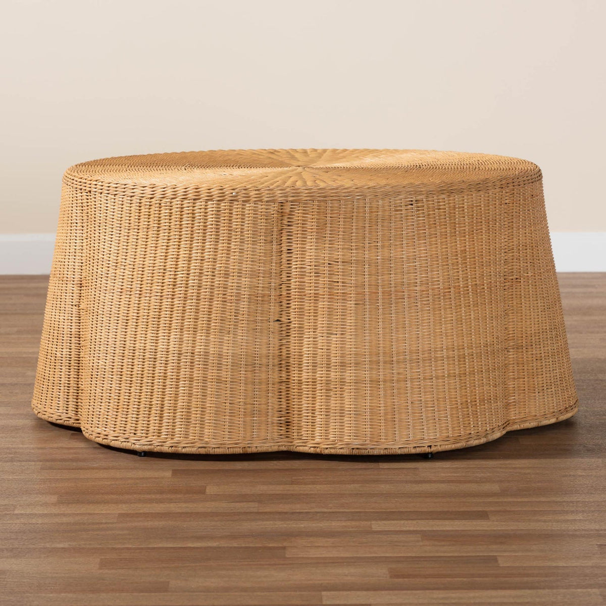 Modern European furniture - Handwoven Rattan Scalloped Coffee Table - www.oroa.com