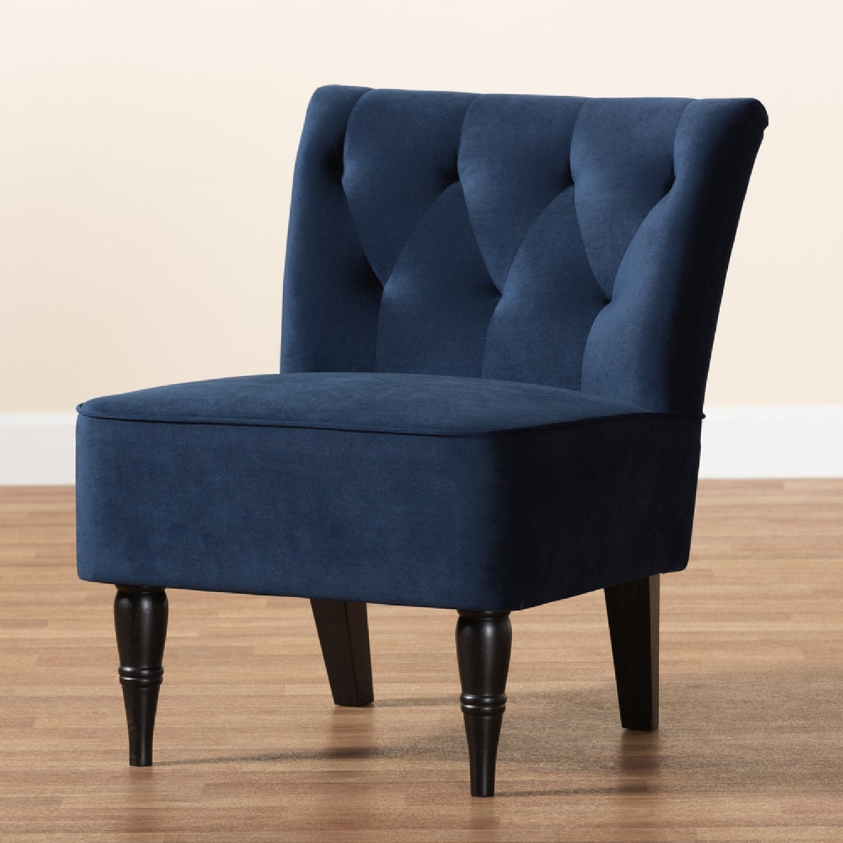 Modern European furniture - Tufted Blue Velvet Accent Chair - www.oroa.com