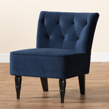 Modern European furniture - Tufted Blue Velvet Accent Chair - www.oroa.com