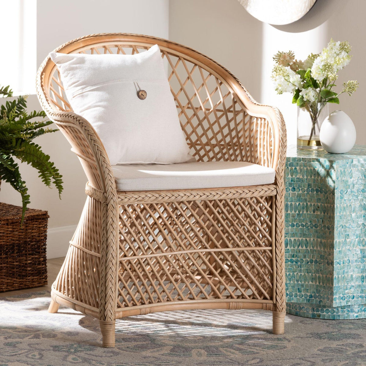 Modern European furniture - Braided Rattan Bohemian Accent Armchair - www.oroa.com