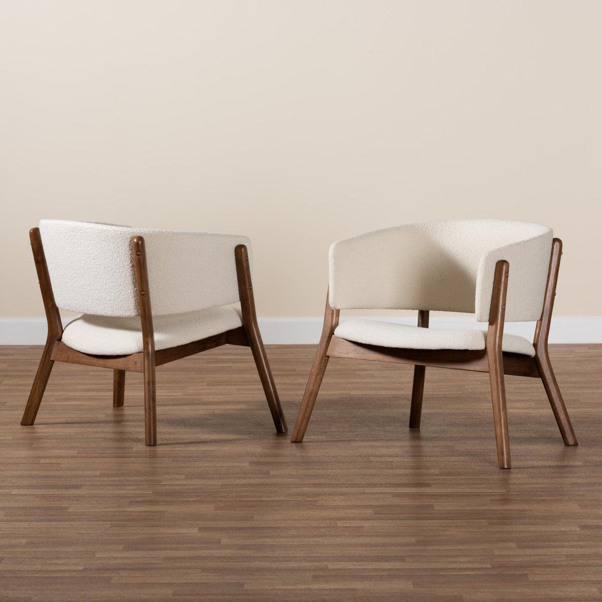Modern European furniture - Walnut Framed Curve Accent Chairs 2 - www.oroa.com