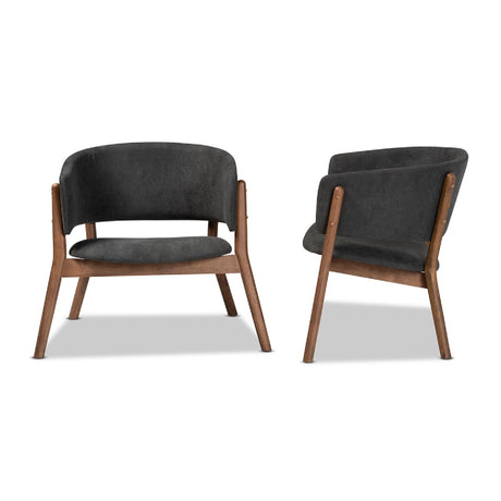 Modern European furniture - Walnut Framed Curve Accent Chairs 2 - www.oroa.com