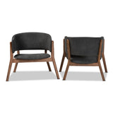 Modern European furniture - Walnut Framed Curve Accent Chairs 2 - www.oroa.com
