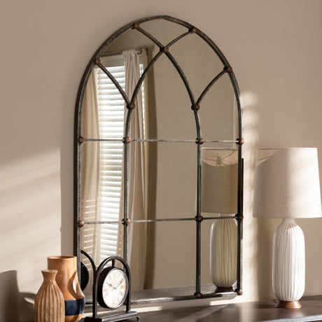 Modern European furniture - Silver Arched Window Accent Mirror - www.oroa.com