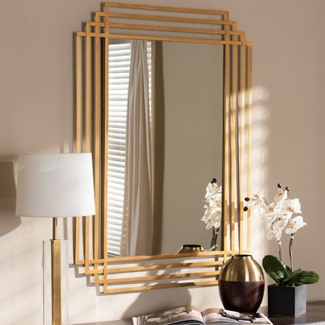 Hospitality furniture - Gold Art Deco Accent Mirror - www.oroatrade.com