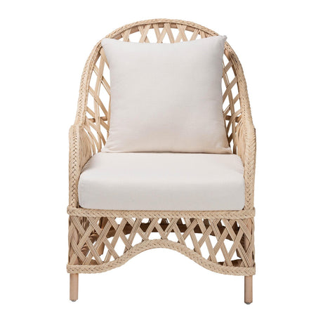 Modern European furniture - Braided Rattan Padded Lounge Chair - www.oroa.com