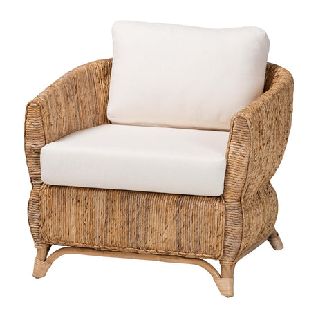Modern European furniture -Cushioned Woven Seagrass Lounge Chair- www.oroa.com