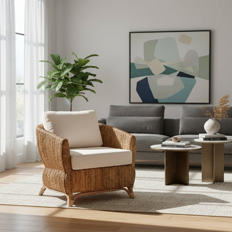 Modern European furniture -Cushioned Woven Seagrass Lounge Chair- www.oroa.com