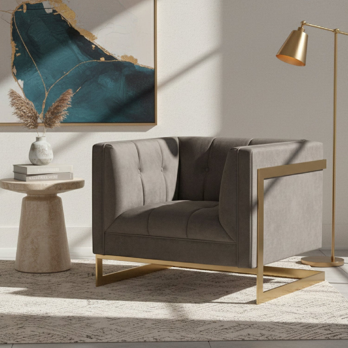 Modern European furniture - Button Tufted Velvet Accent Chair - www.oroa.com
