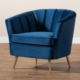 Modern European furniture - Channeled Blue Velvet Accent Chair - www.oroa.com