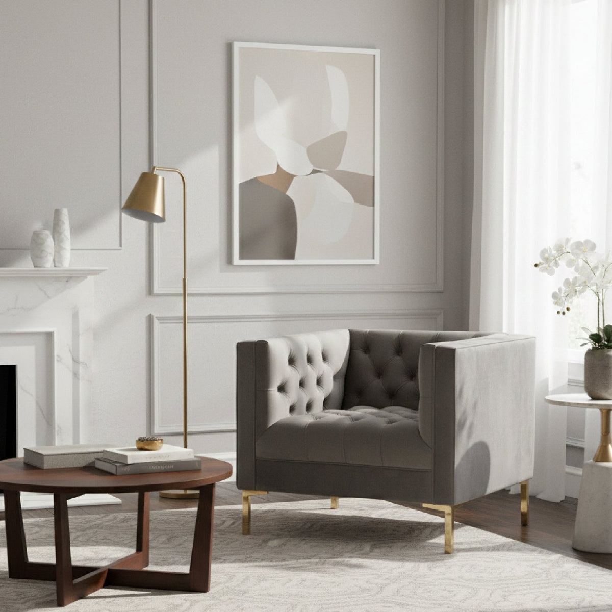 Modern European furniture - Button Tufted Velvet Lounge Chair - www.oroa.com