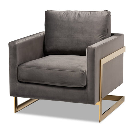 Modern European furniture - Gold Framed Velvet Accent Chair - www.oroa.com
