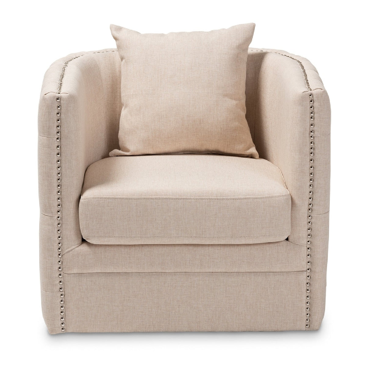 Modern European furniture - Tufted Beige Swivel Chair - www.oroa.com