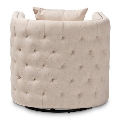 Modern European furniture - Tufted Beige Swivel Chair - www.oroa.com