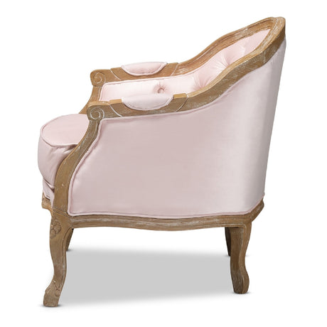 Modern European furniture - Tufted Pink Velvet Accent Chair - www.oroa.com