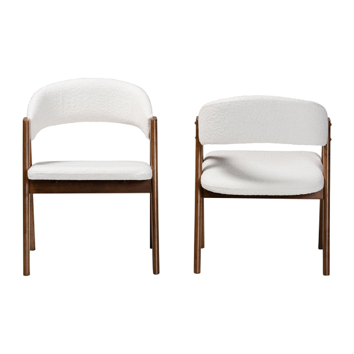 Modern European furniture - White Boucle Curved Dining Chairs 2 - www.oroa.com