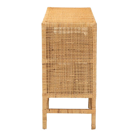 Modern European furniture - Mahogany Framed Rattan Cabinet - www.oroa.com