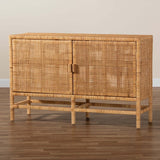 Modern European furniture - Mahogany Framed Rattan Cabinet - www.oroa.com