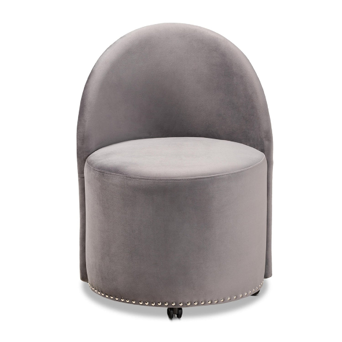 Modern European furniture - Studded Velvet Rolling Accent Chair - www.oroa.com