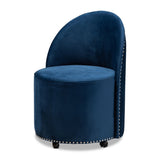 Modern European furniture - Studded Velvet Rolling Accent Chair - www.oroa.com